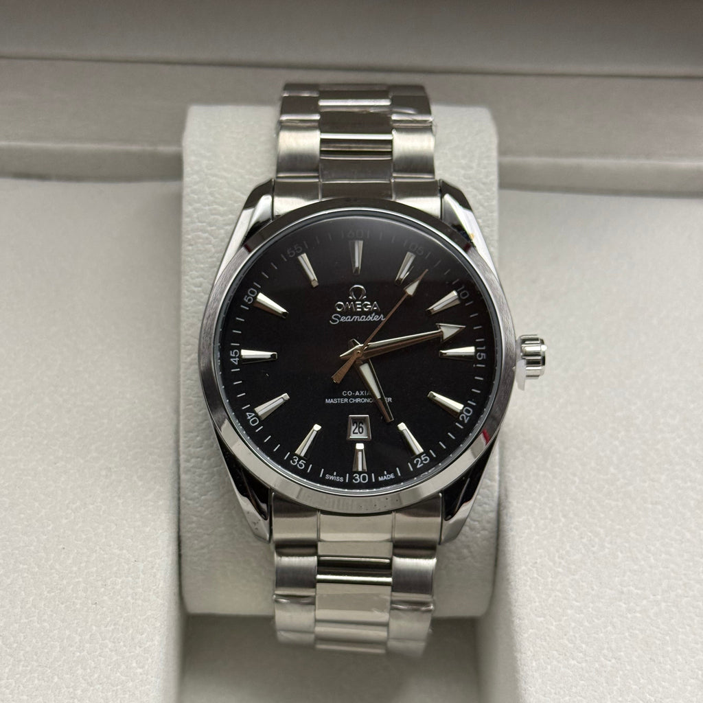 Omega Seamaster Black Dial Silver-Tone Bracelet Watch