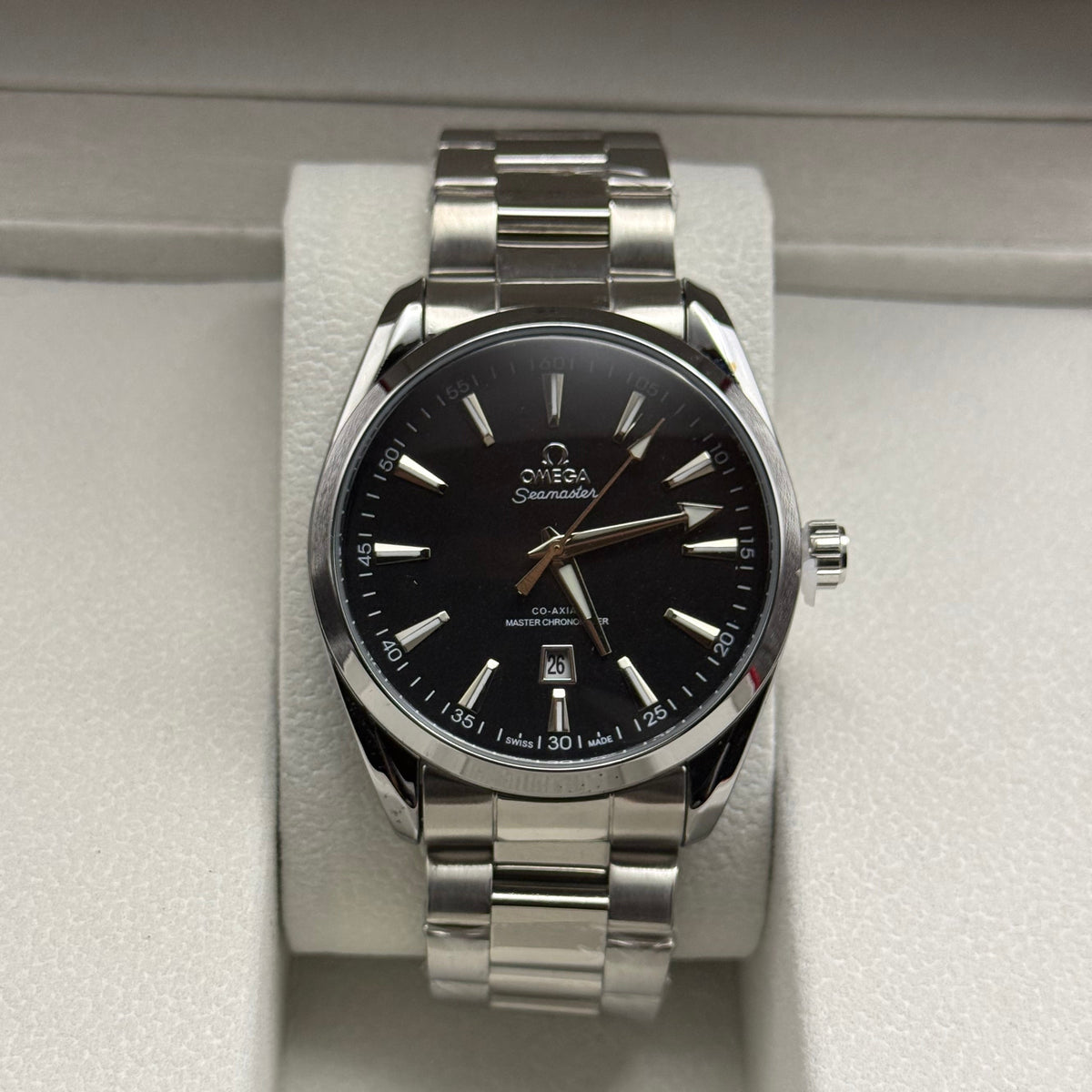 Omega Seamaster Black Dial Silver-Tone Bracelet Watch
