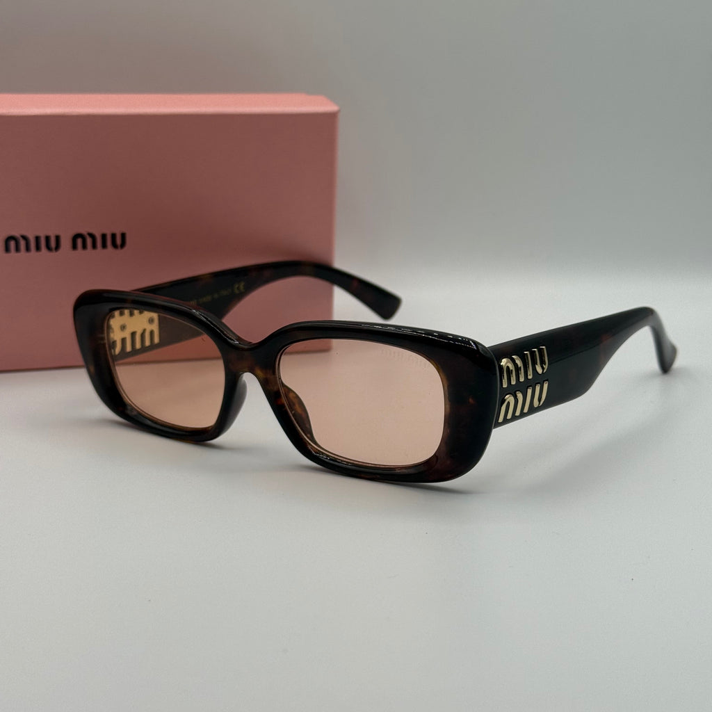 Miu Miu Rectangle Sunglasses – Tortoiseshell & Peach