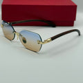 Cartier Panthère Rimless Sunglasses – Wood Temples / Blue-Brown Gradient