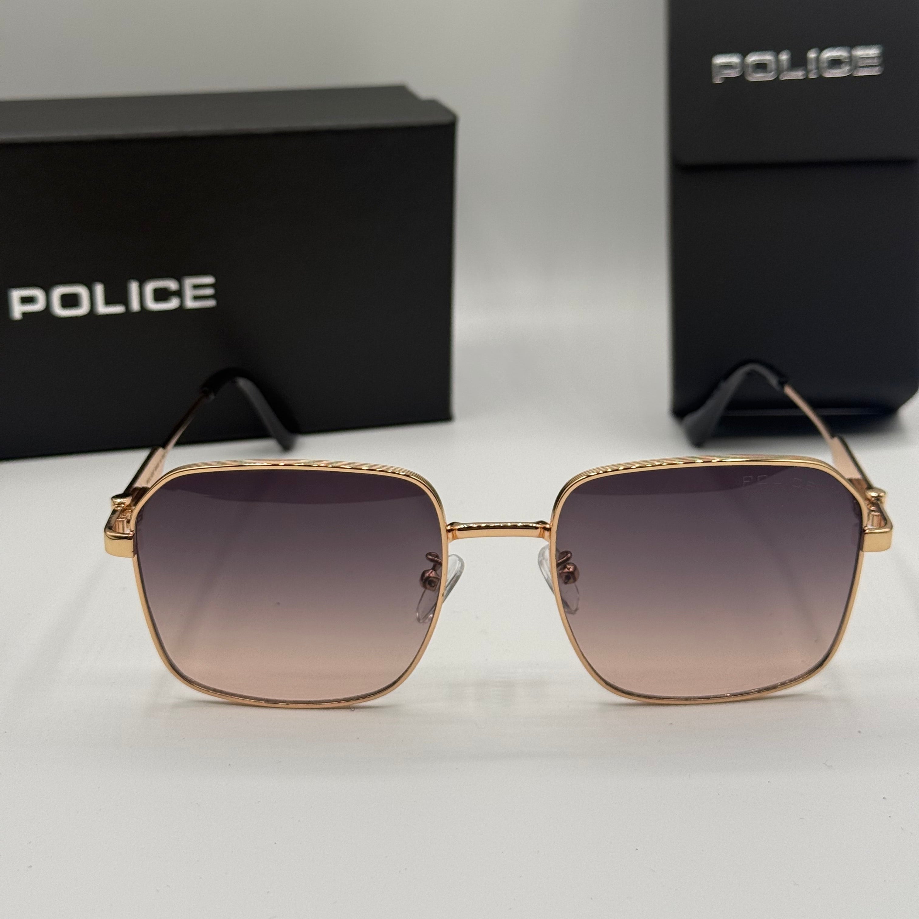 Police Square Sunglasses – Gold Frame