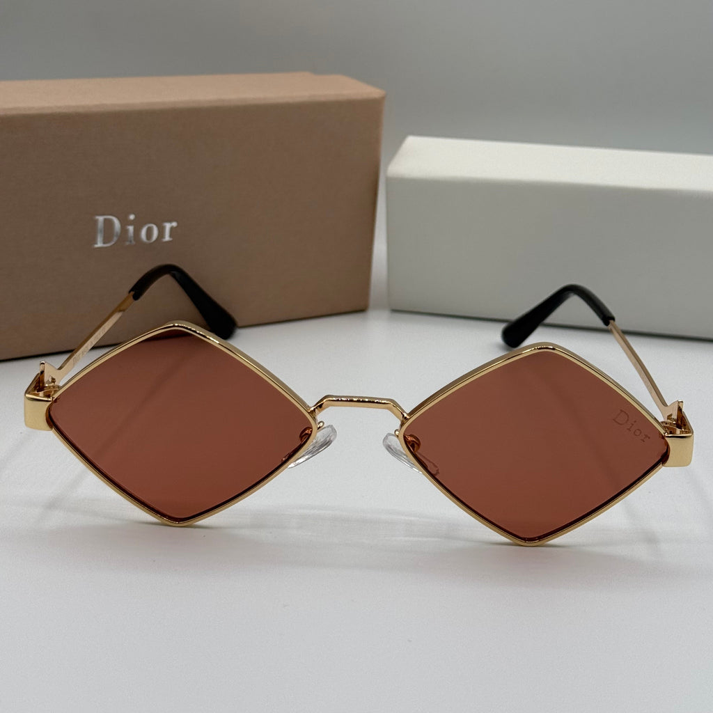 Dior Diamond Sunglasses - Gold & Cognac