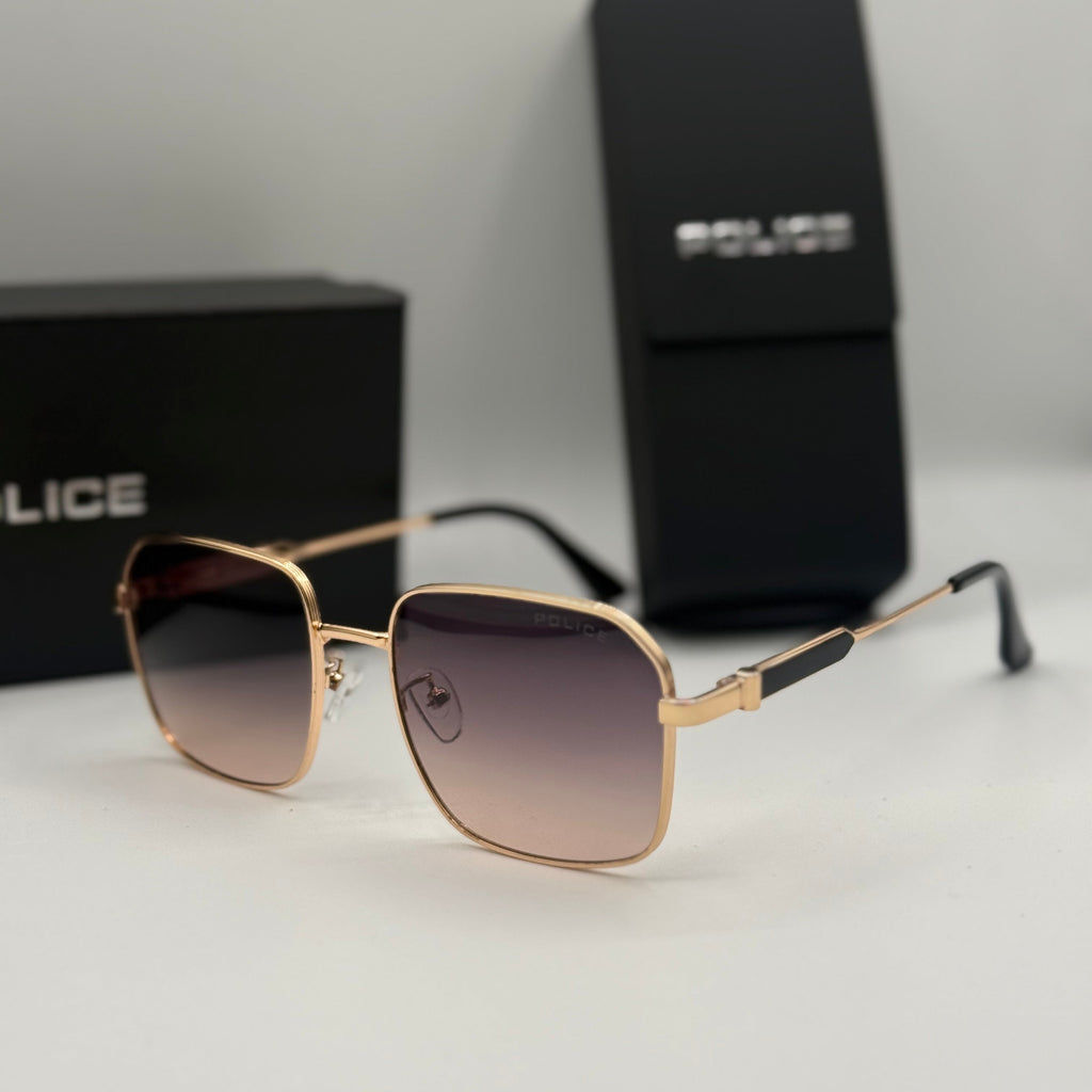 Police Square Sunglasses – Gold Frame