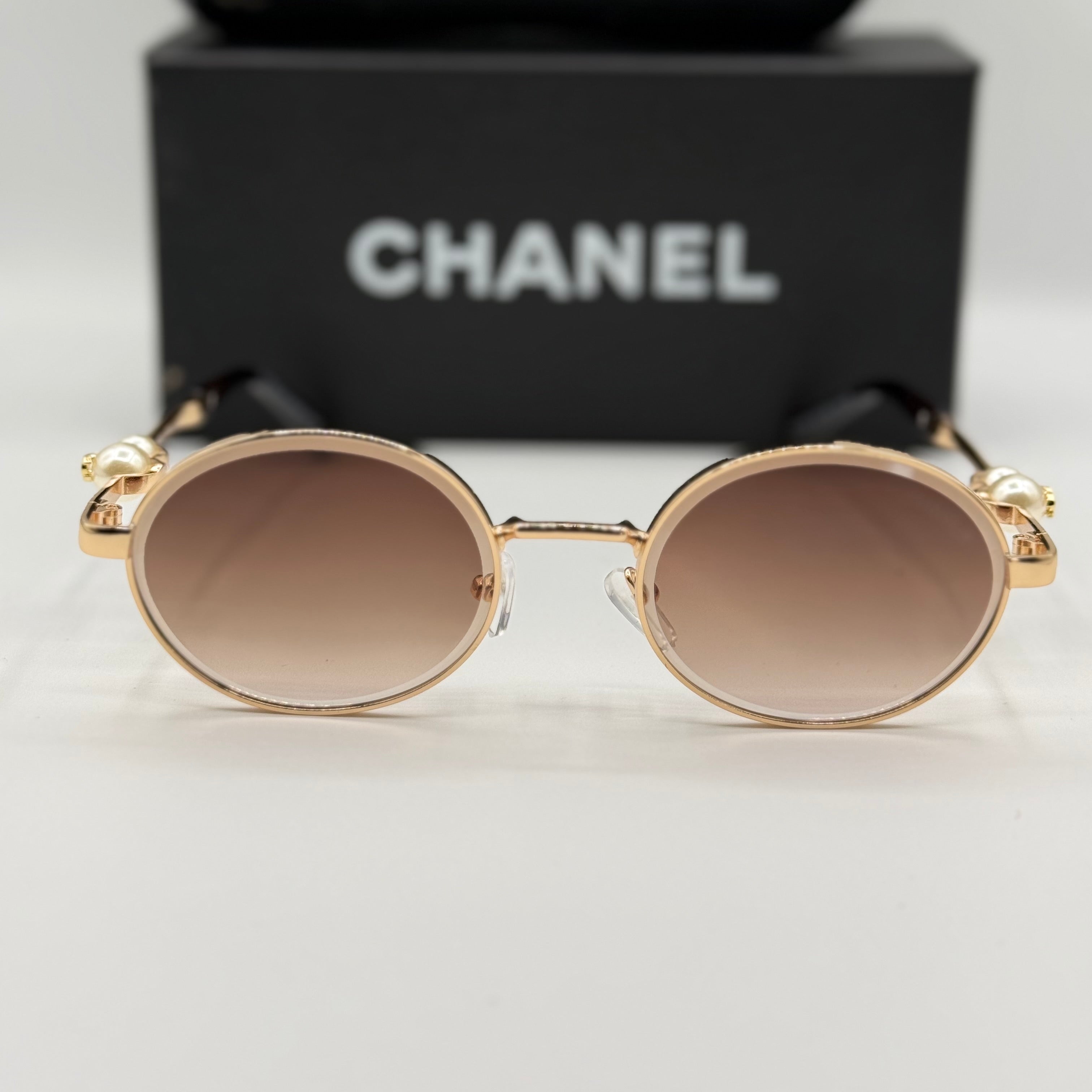 Chanel Pearl Sunglasses – Gold Frame / Brown Gradient