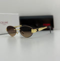 Celine Rimless Oval Sunglasses – Gold & Gradient Brown