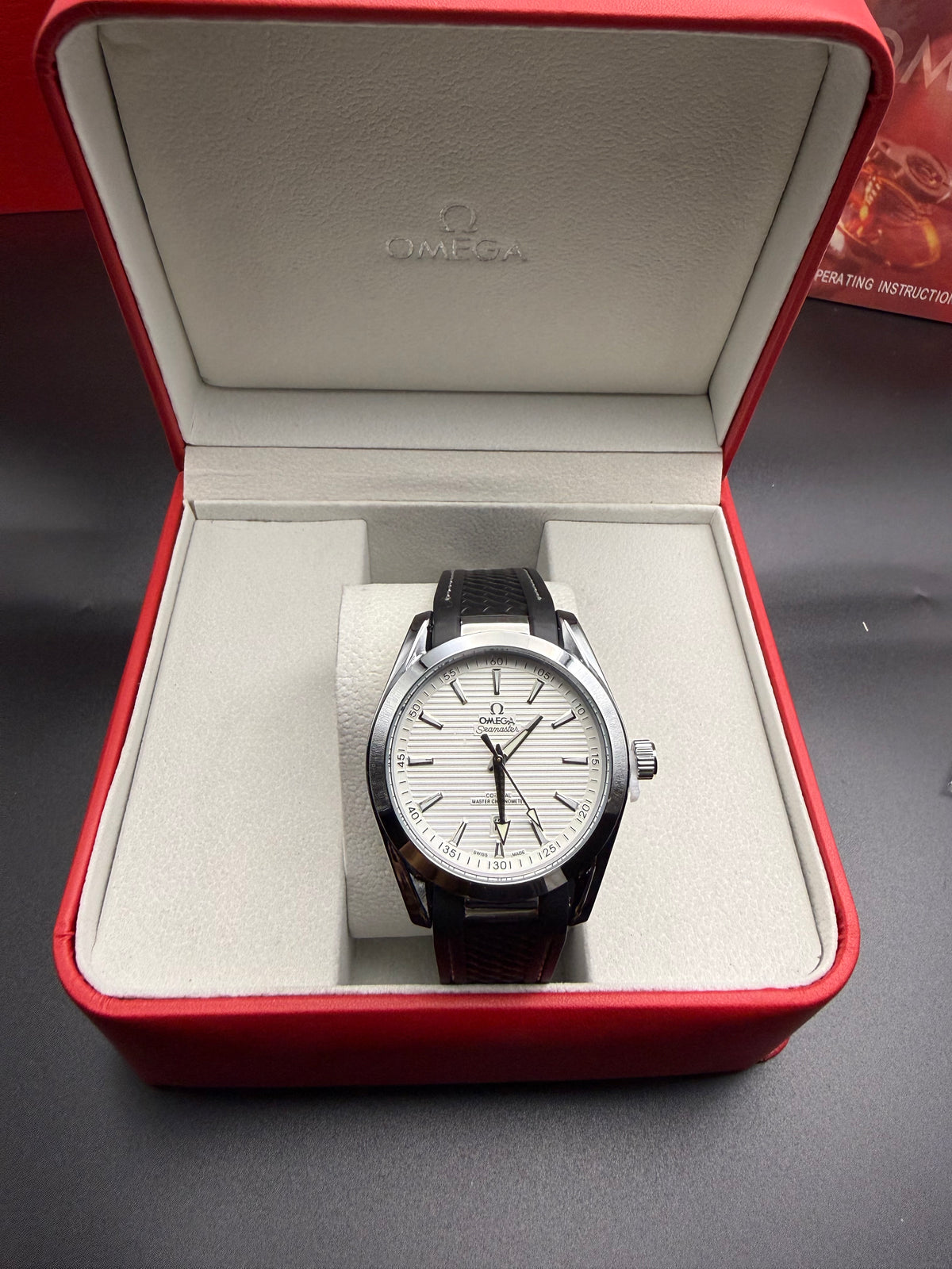 Omega Seamaster White Dial Black Strap Watch