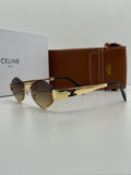 Celine Triomphe Gold & Brown Gradient Oval