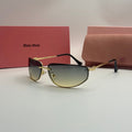 Miu Miu Rimless Sunglasses – Gold Frame / Grey-Green Gradient Lenses