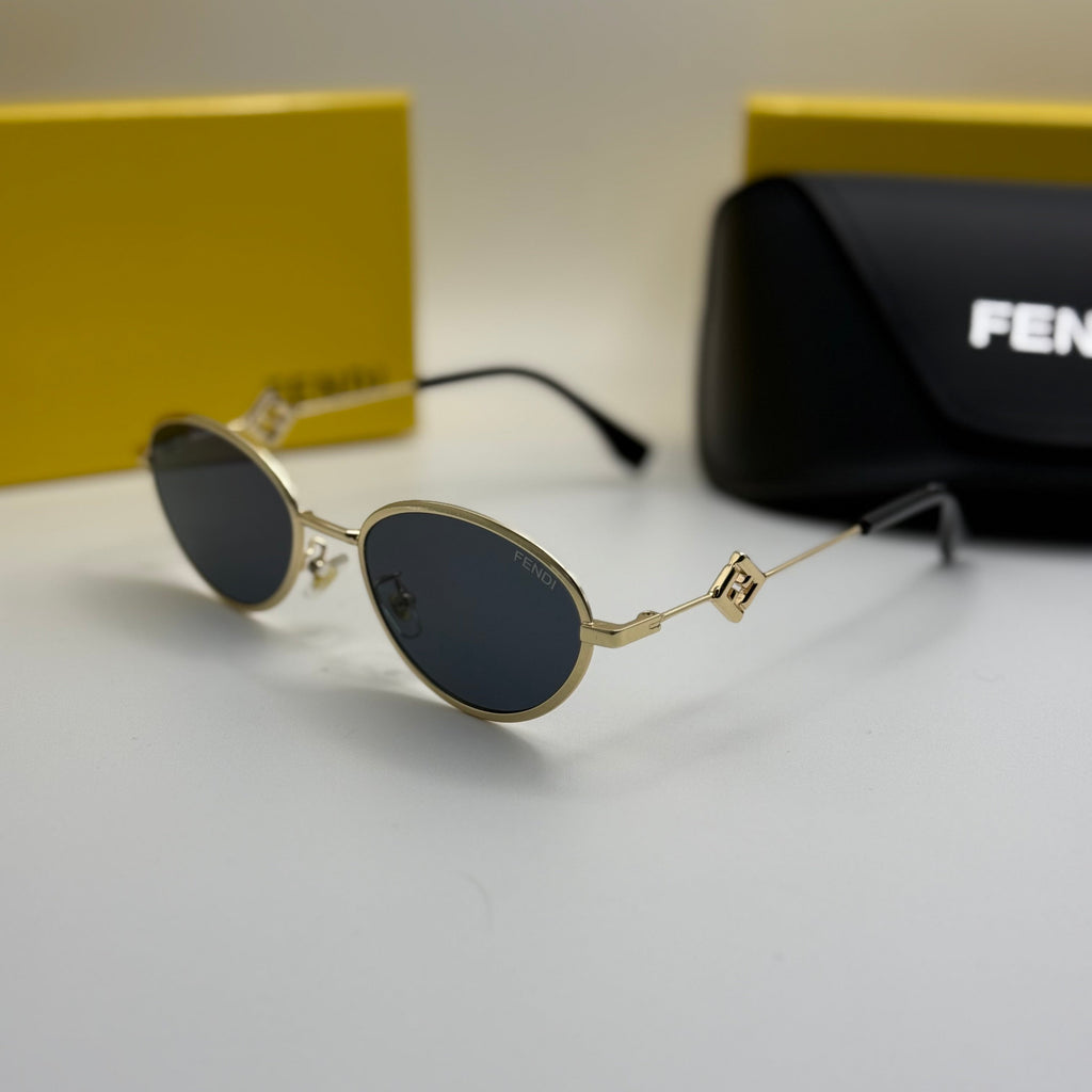 Fendi Round Sunglasses – Gold Frame & Dark Lenses