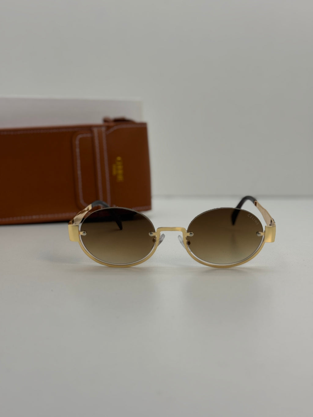 Celine Triomphe Round Metal Sunglasses – Gold Brown Gradient