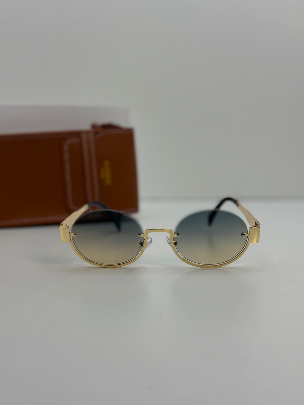 Celine Triomphe Round Metal Sunglasses – Gold Blue Gradient