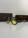 Tom Ford Oversized Shield Sunglasses (Black / Yellow Tint)