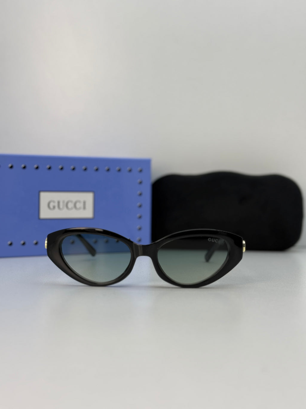 Gucci Cat-Eye Sunglasses — Black / Blue Gradient