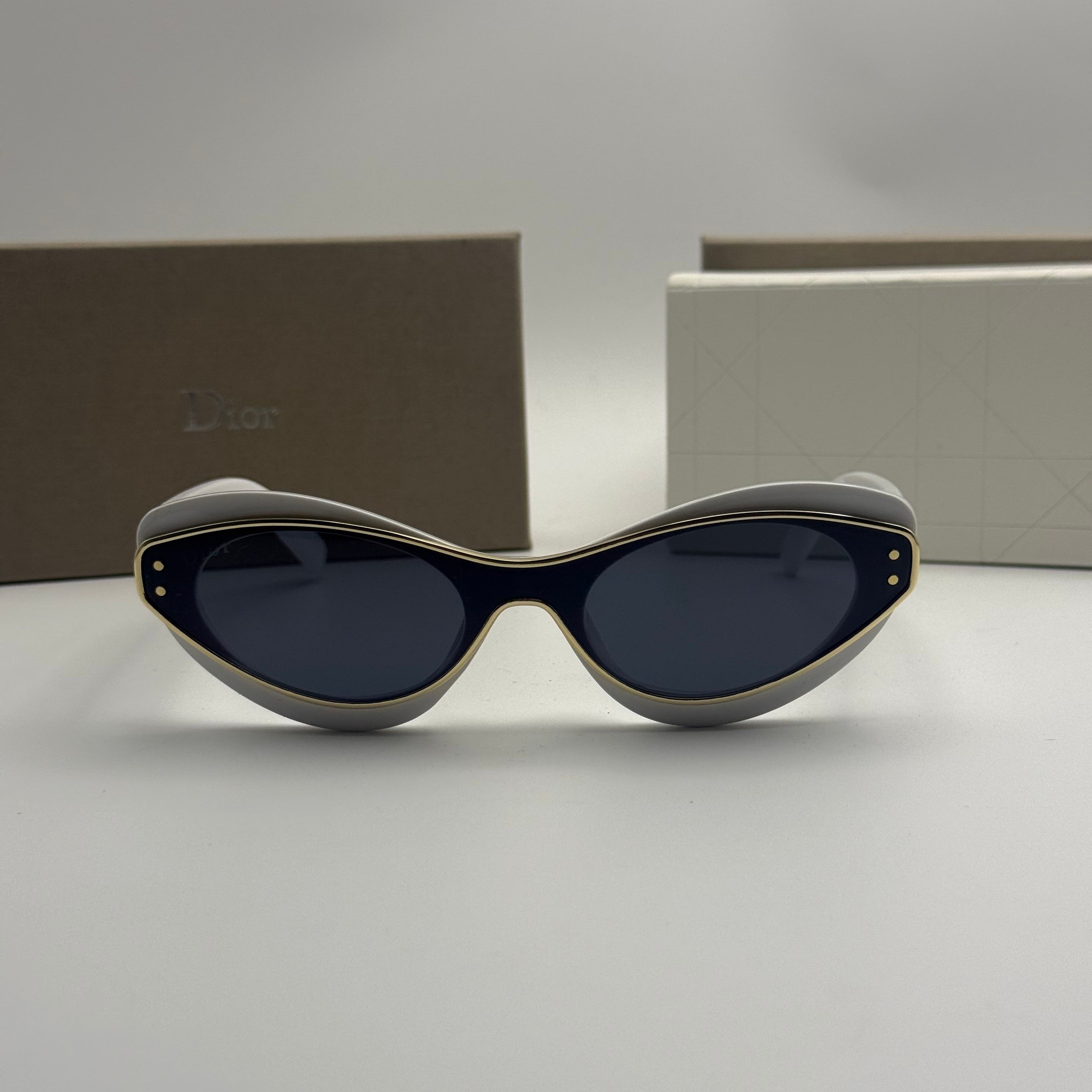 Dior Cat-Eye Sunglasses – White Frame / Dark Lenses