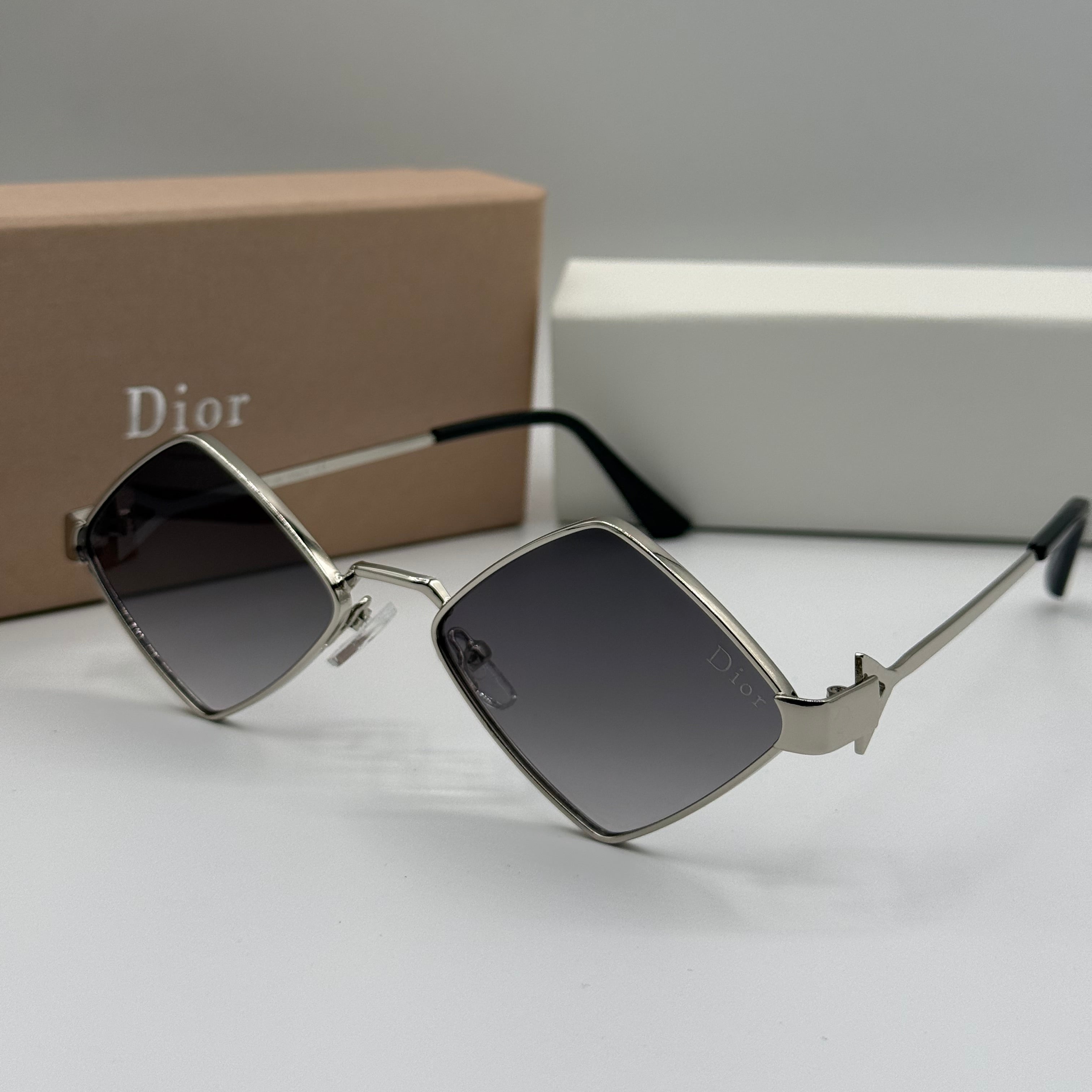 Dior Diamond Sunglasses - Silver & Gradient Grey