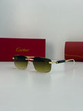 Cartier Rimless Rectangular Gradient Sunglasses – Gold / Green Gradient