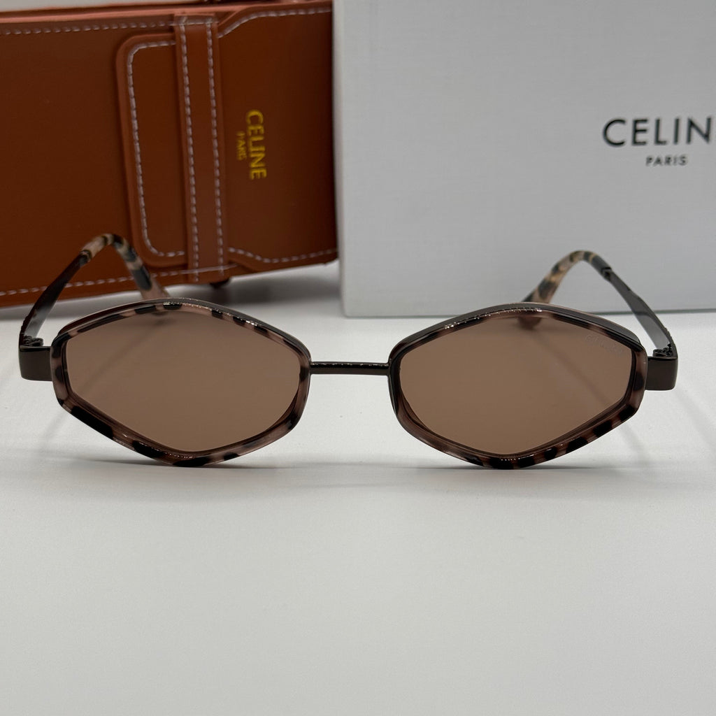 Céline Triomphe Geometric Sunglasses – Tortoise & Brown
