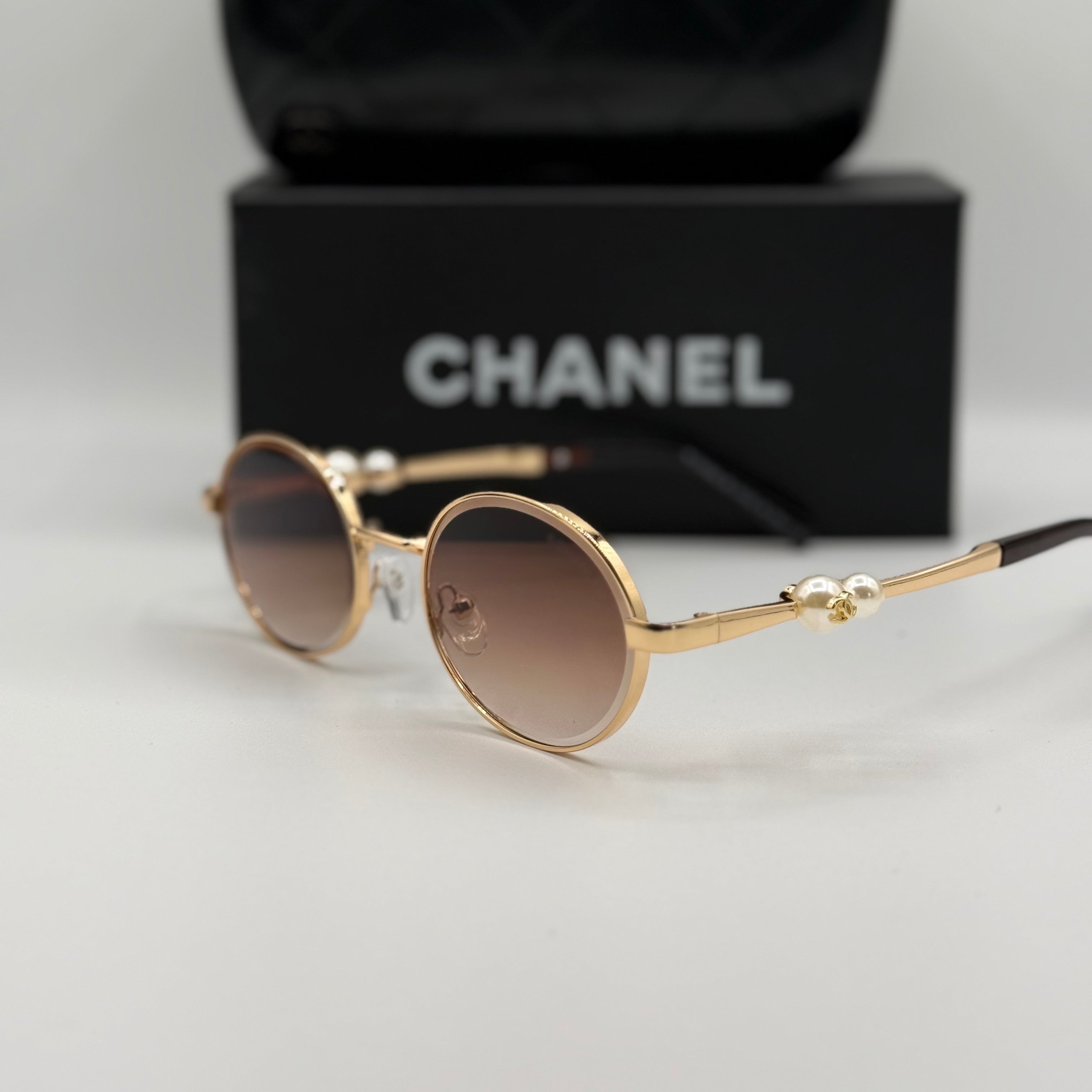 Chanel Pearl Sunglasses – Gold Frame / Brown Gradient
