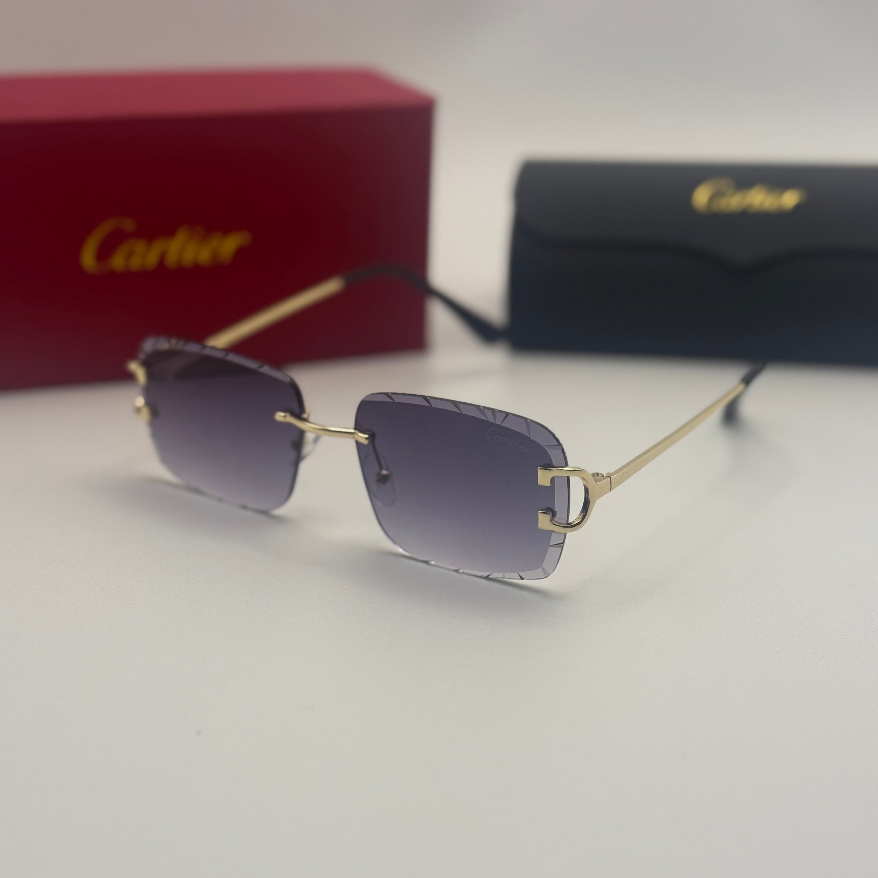 Cartier Rimless Sunglasses – Grey Gradient / Gold