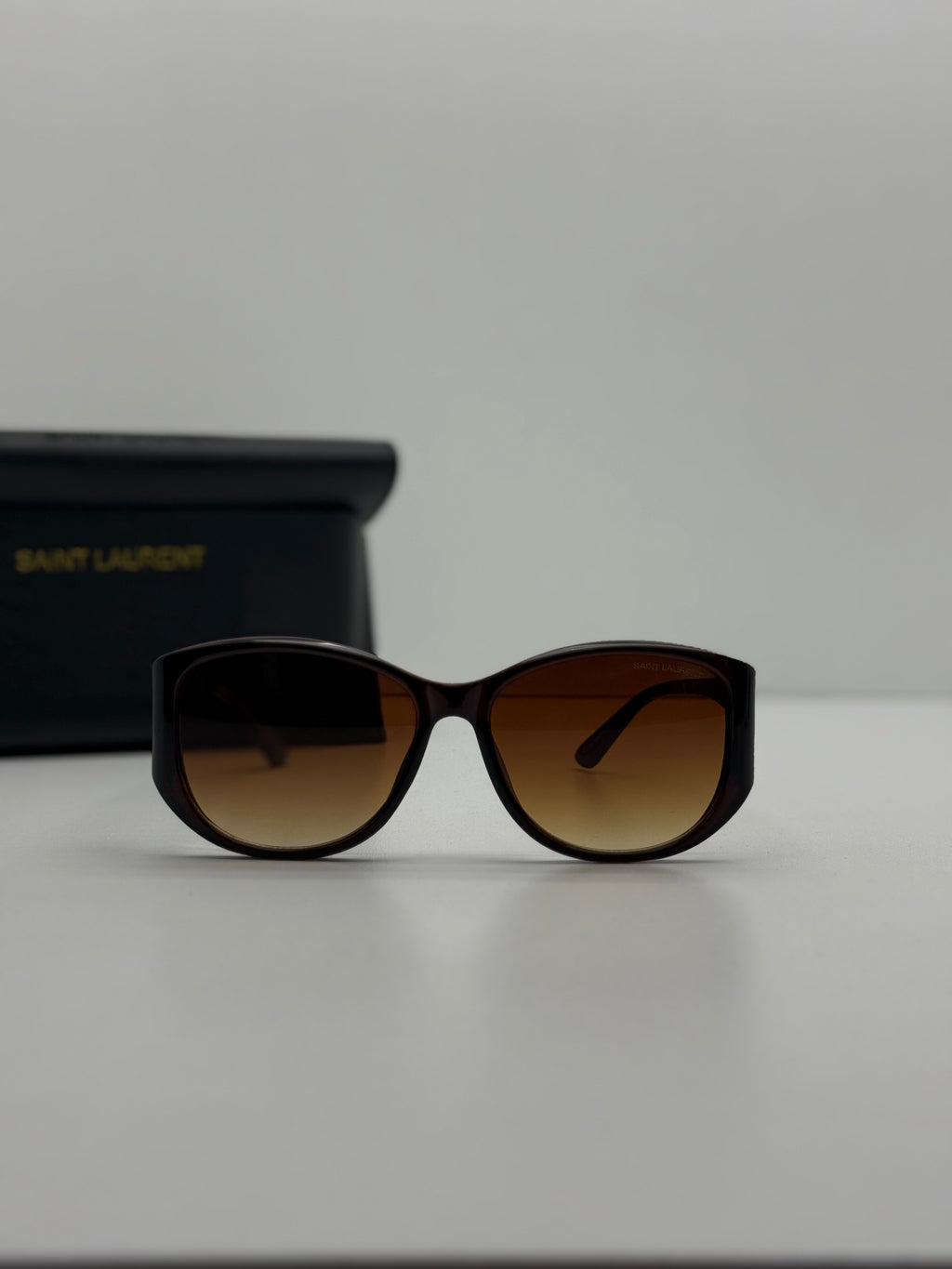 Saint Laurent YSL Logo Oversized Square Sunglasses – Dark Brown Gradient
