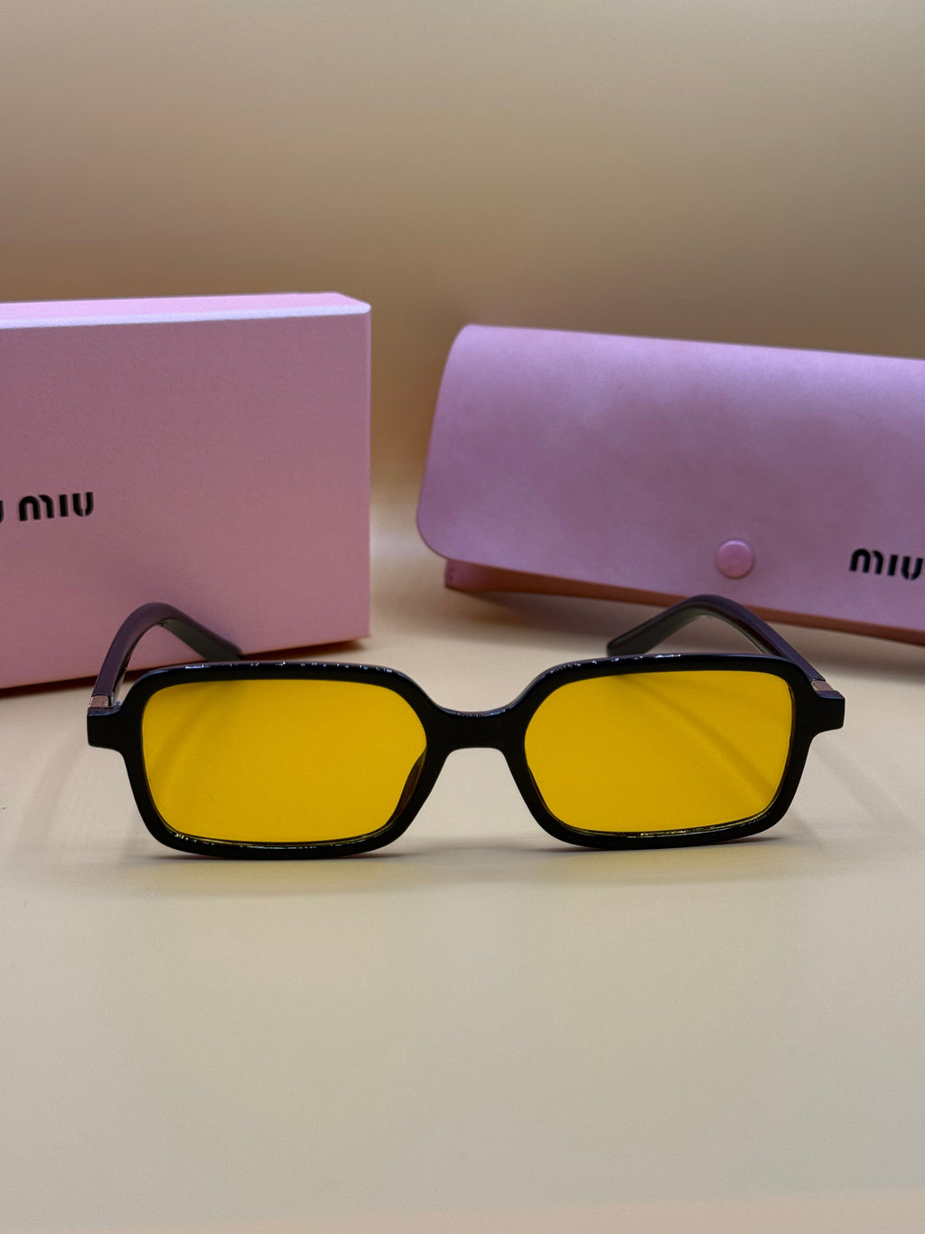 Miu Miu Rectangular Sunglasses – Yellow Lens