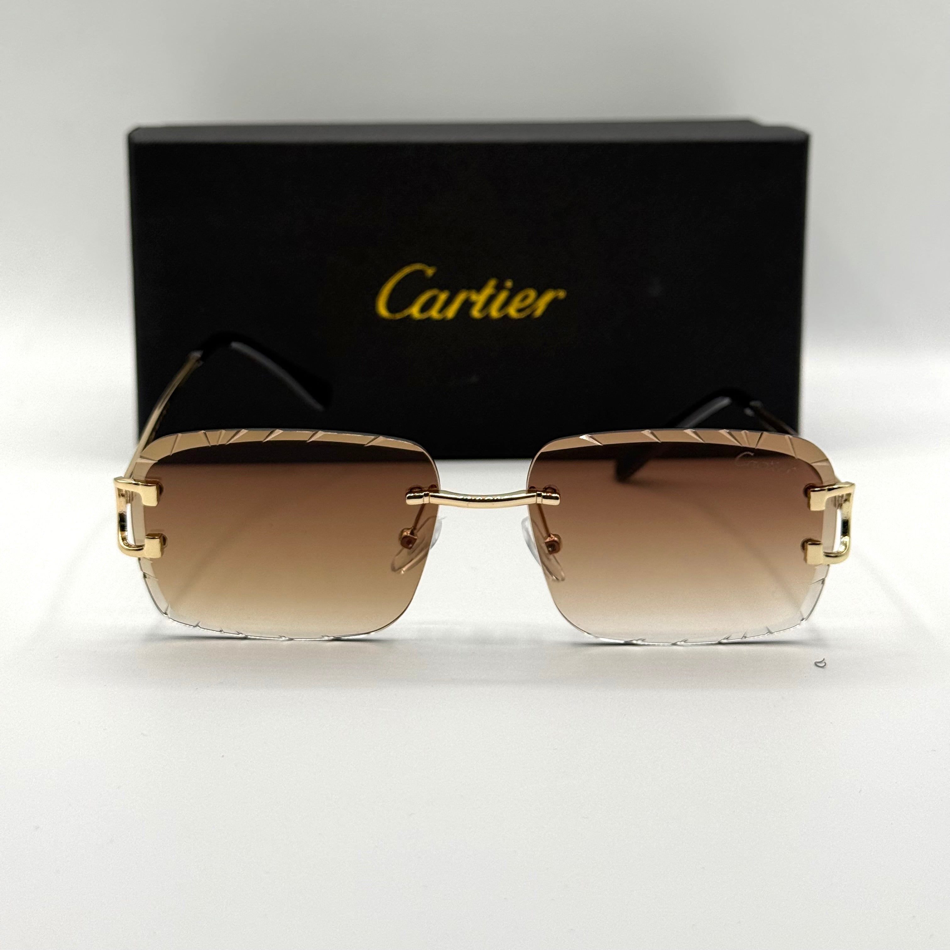 Cartier Rimless Sunglasses – Brown Gradient / Gold