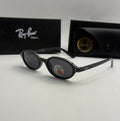 Ray-Ban Oval Polarized Sunglasses – Matte Black / Dark Grey