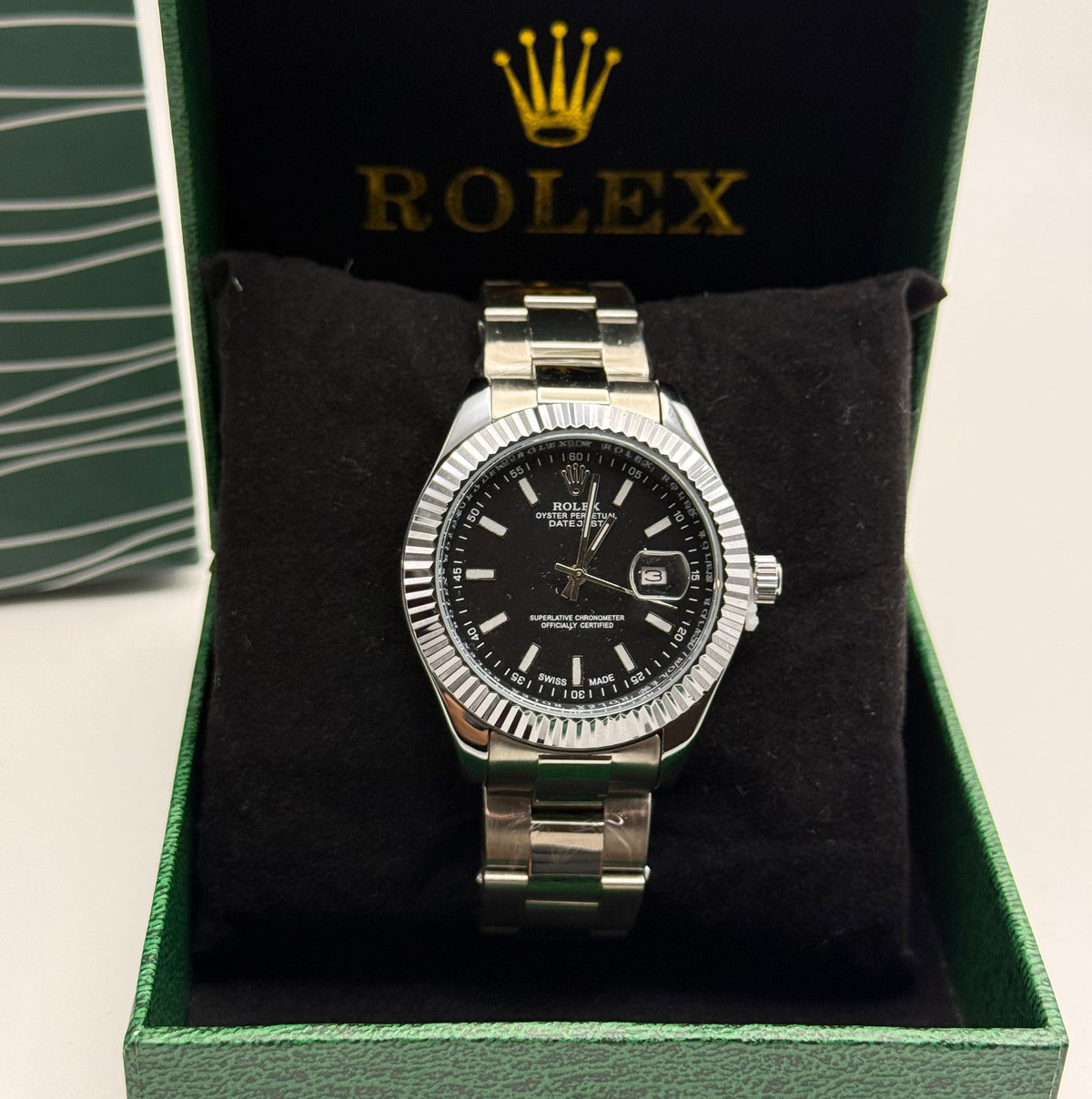 Rolex Datejust Black Dial Silver-Tone Watch