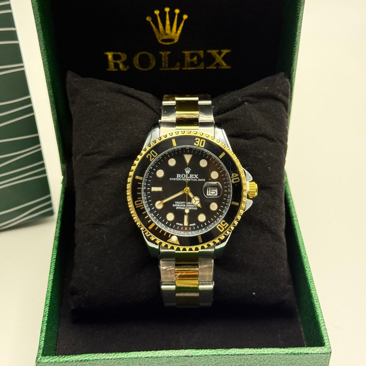Rolex Yacht-Master Black Dial Two-Tone Watch