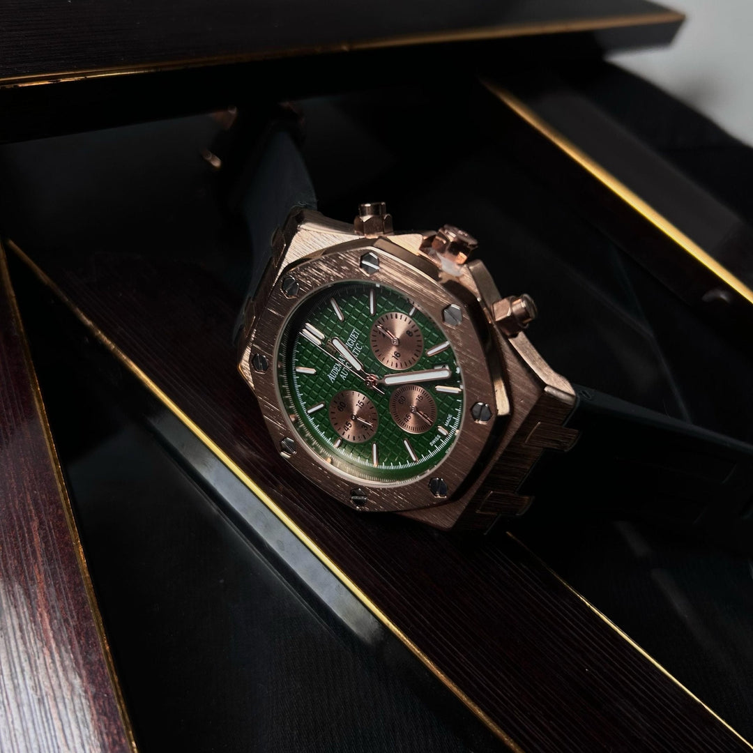 Audemars Piguet Royal Oak Chronograph For Him - Rose Gold-Tone with Green Dial