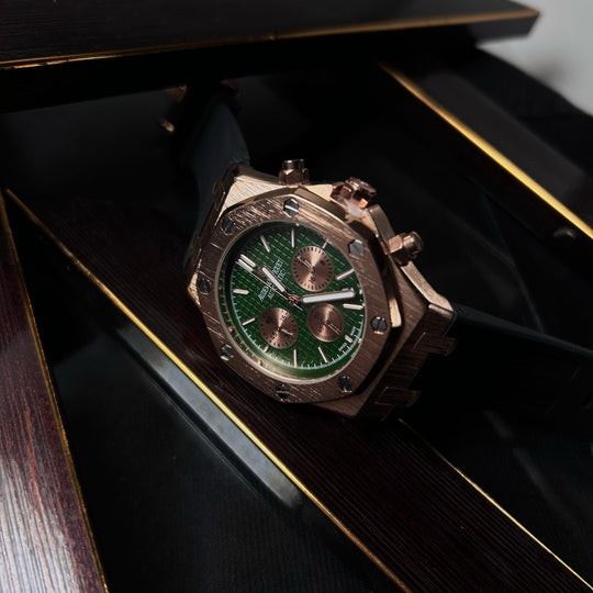 Audemars Piguet Royal Oak Chronograph For Him - Rose Gold-Tone with Green Dial
