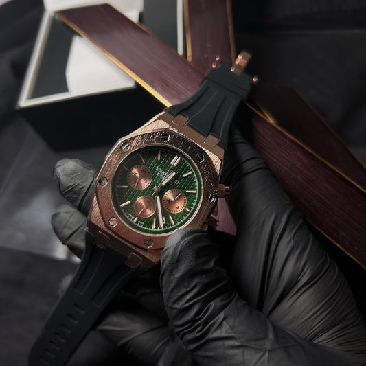 Audemars Piguet Royal Oak Chronograph For Him - Rose Gold-Tone with Green Dial