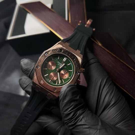 Audemars Piguet Royal Oak Chronograph For Him - Rose Gold-Tone with Green Dial