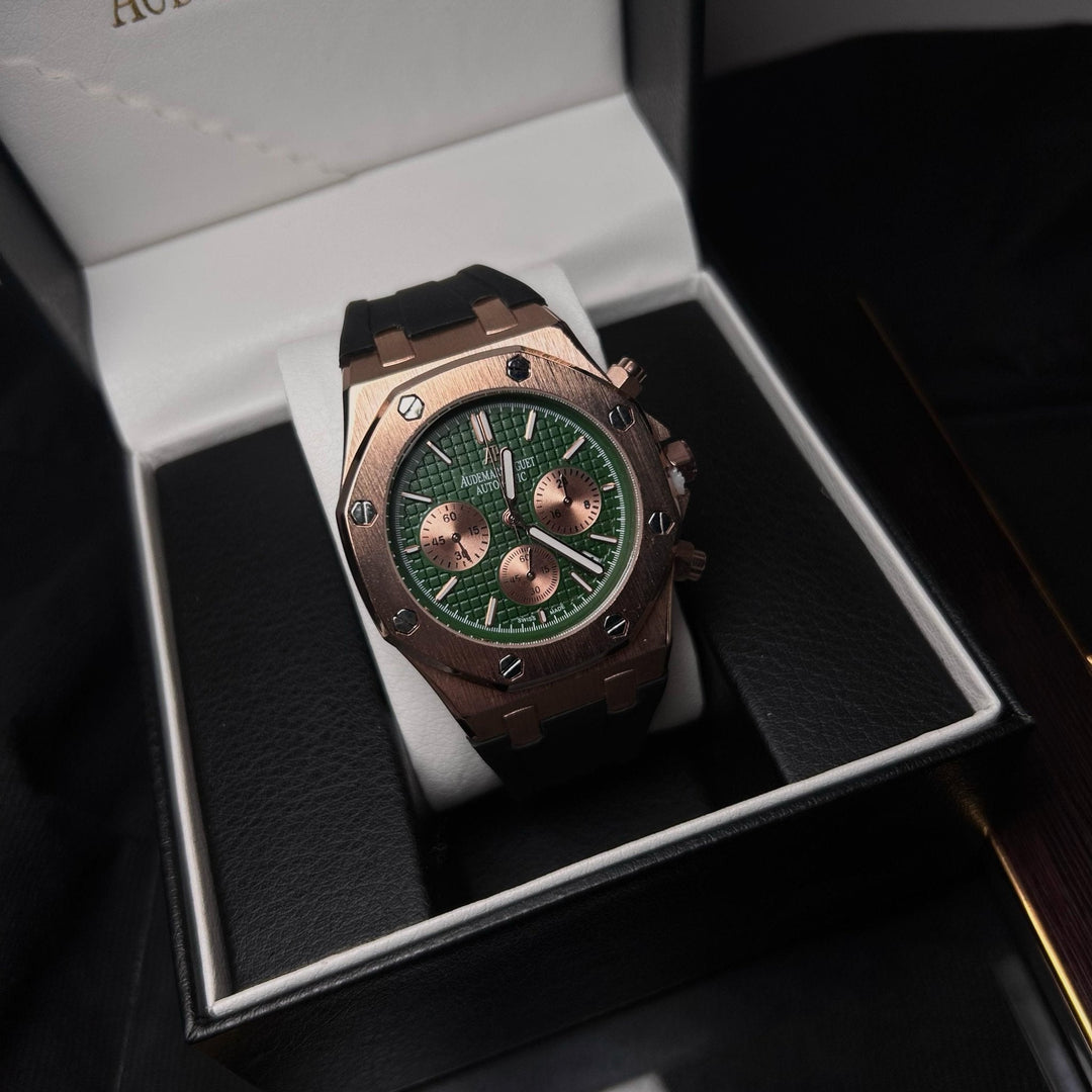 Audemars Piguet Royal Oak Chronograph For Him - Rose Gold-Tone with Green Dial
