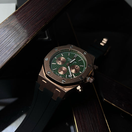 Audemars Piguet Royal Oak Chronograph For Him - Rose Gold-Tone with Green Dial