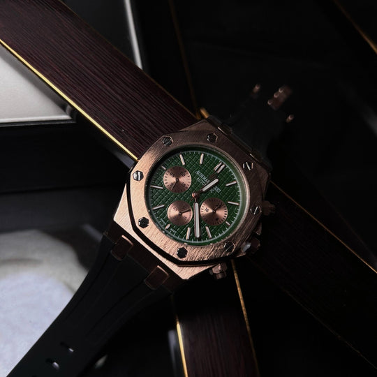 Audemars Piguet Royal Oak Chronograph For Him - Rose Gold-Tone with Green Dial