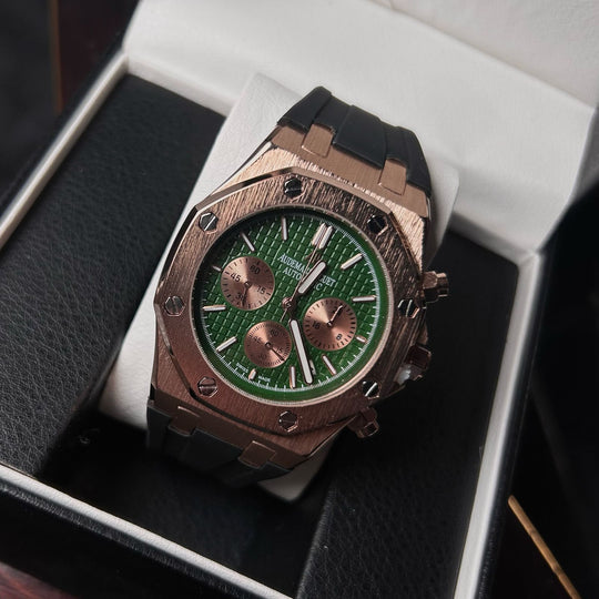 Audemars Piguet Royal Oak Chronograph For Him - Rose Gold-Tone with Green Dial