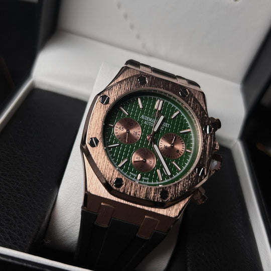 Audemars Piguet Royal Oak Chronograph For Him - Rose Gold-Tone with Green Dial
