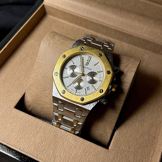 Audemars Piguet Royal Oak Chronograph For Him – Two-Tone Silver & Gold with White Dial