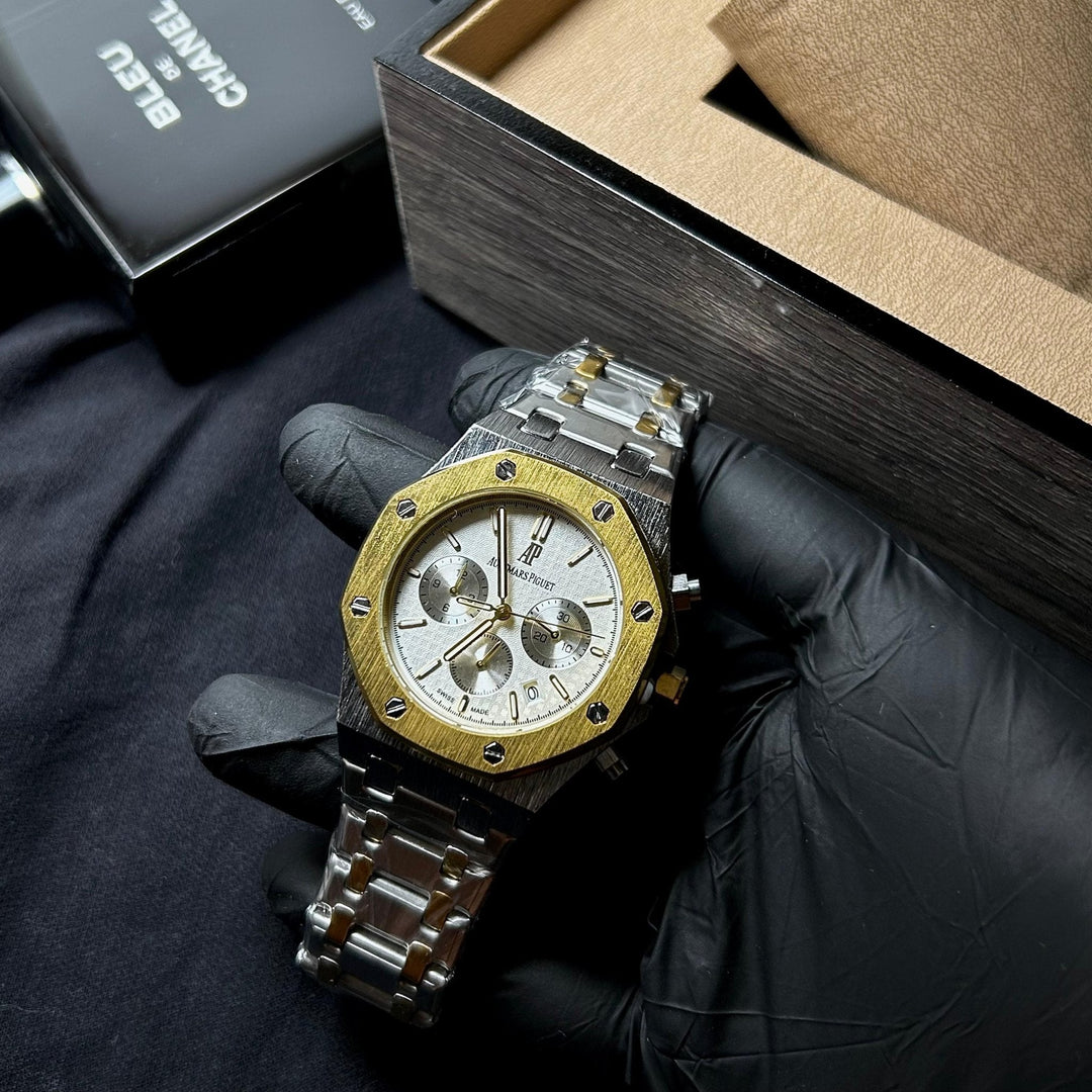 Audemars Piguet Royal Oak Chronograph For Him – Two-Tone Silver & Gold with White Dial