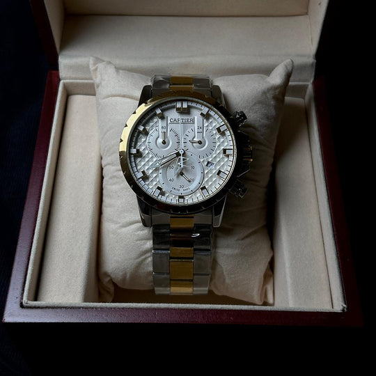 Cartier Chronograph For Him - Two Tone White