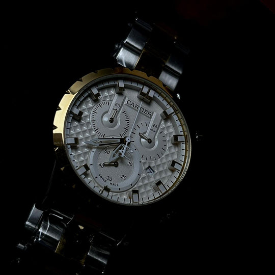 Cartier Chronograph For Him - Two Tone White
