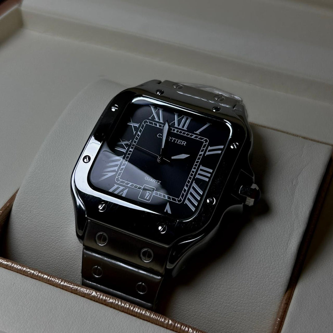 Cartier Santos For Him - Stainless Steel with Black Dial