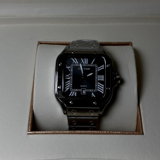 Cartier Santos For Him - Stainless Steel with Black Dial