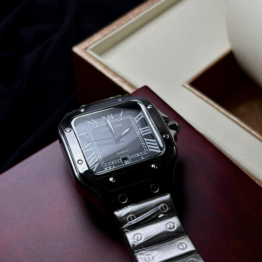 Cartier Santos For Him - Stainless Steel with Black Dial