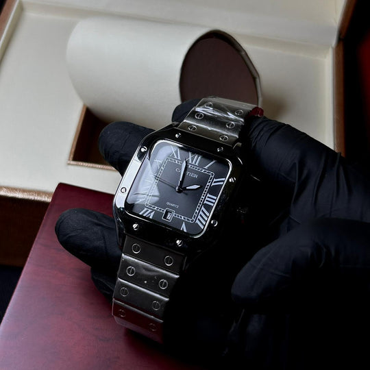 Cartier Santos For Him - Stainless Steel with Black Dial