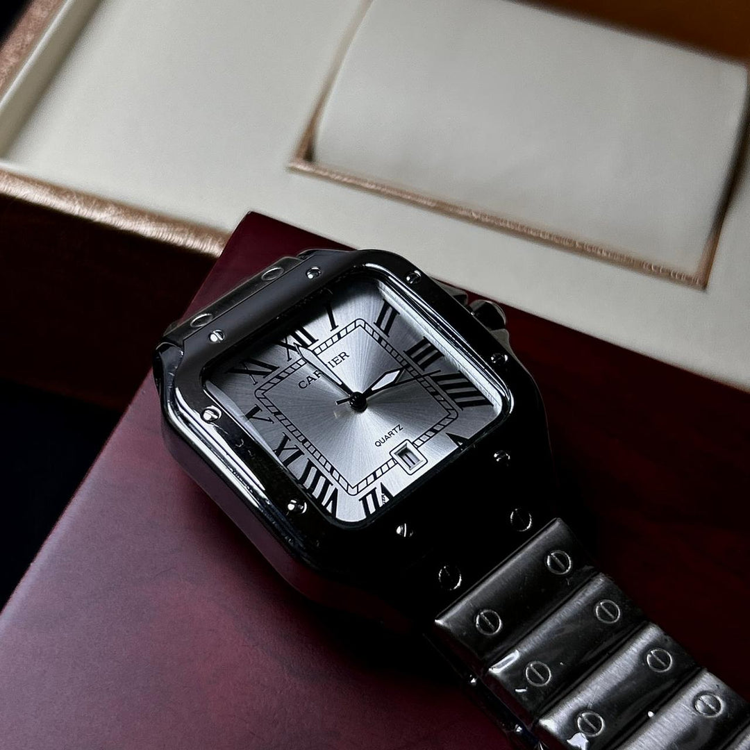 Cartier Santos For Him - Stainless Steel with Silver Dial