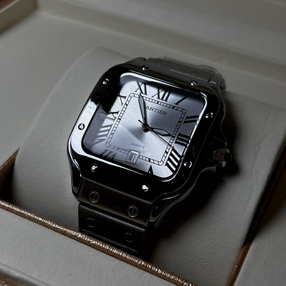 Cartier Santos For Him - Stainless Steel with Silver Dial