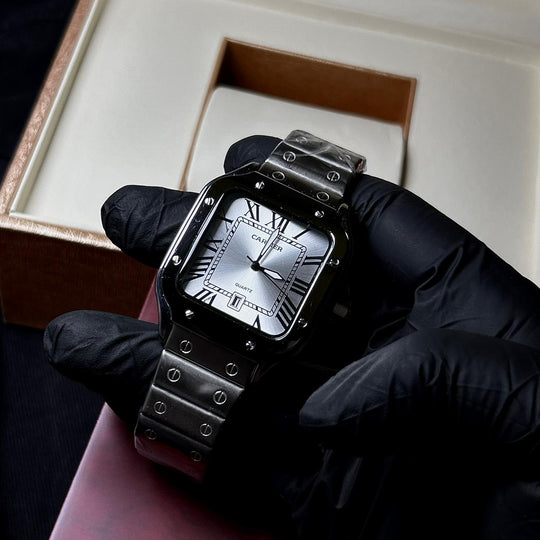Cartier Santos For Him - Stainless Steel with Silver Dial
