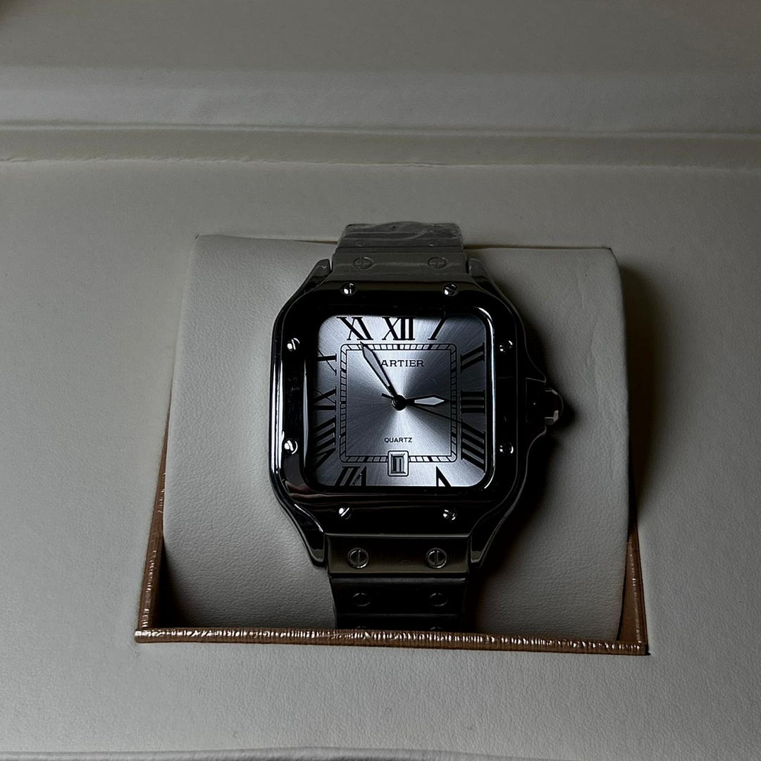 Cartier Santos For Him - Stainless Steel with Silver Dial